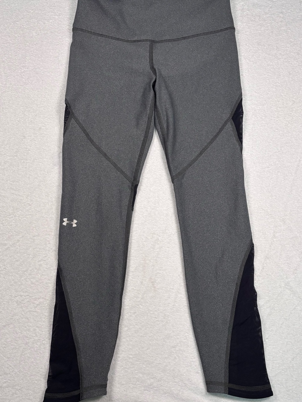 Under Armour Gray and Black Women’s Compression Leggings with Mesh Cutouts